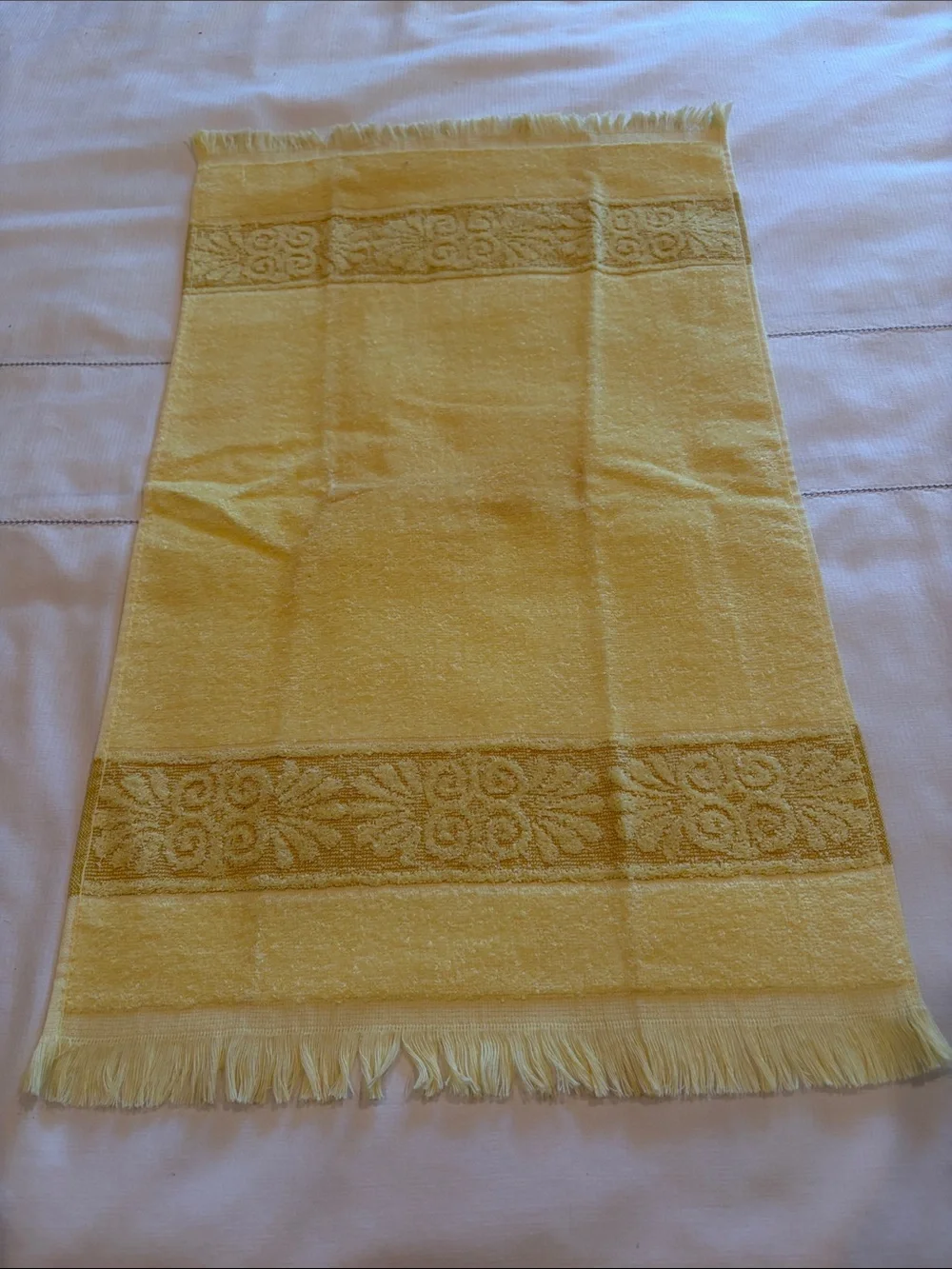 3 Piece Vintage 1970s Cannon Monticello Yellow Bath Towel Set Retro Like New
